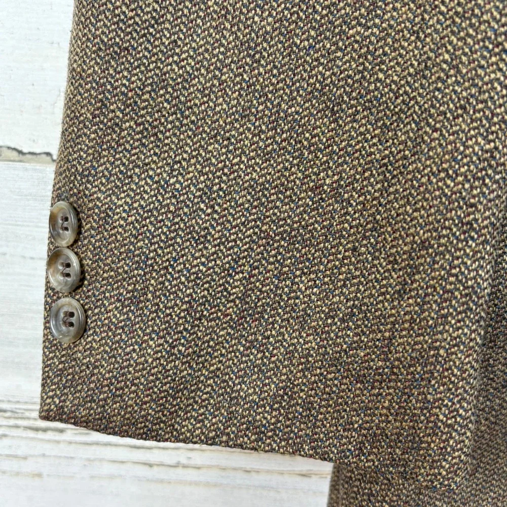 Mens Tailors Row by Deansgate 42L‎ Brown Silk Wool Blend Textured Blazer Jacket